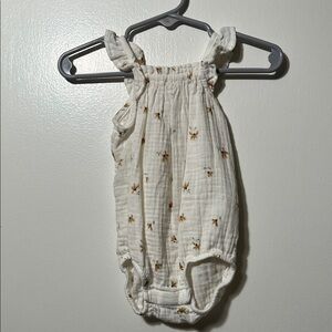 White Baby Romper with Floral Print